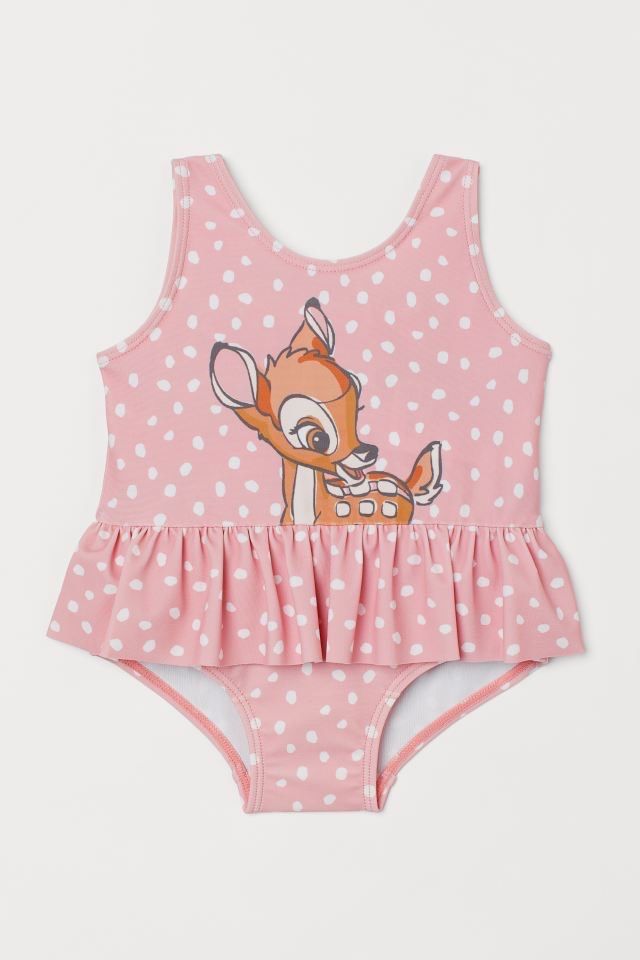 Bộ bơi HM hồng chấm bi trắng hình nai Bambi BG size 6m - 4y