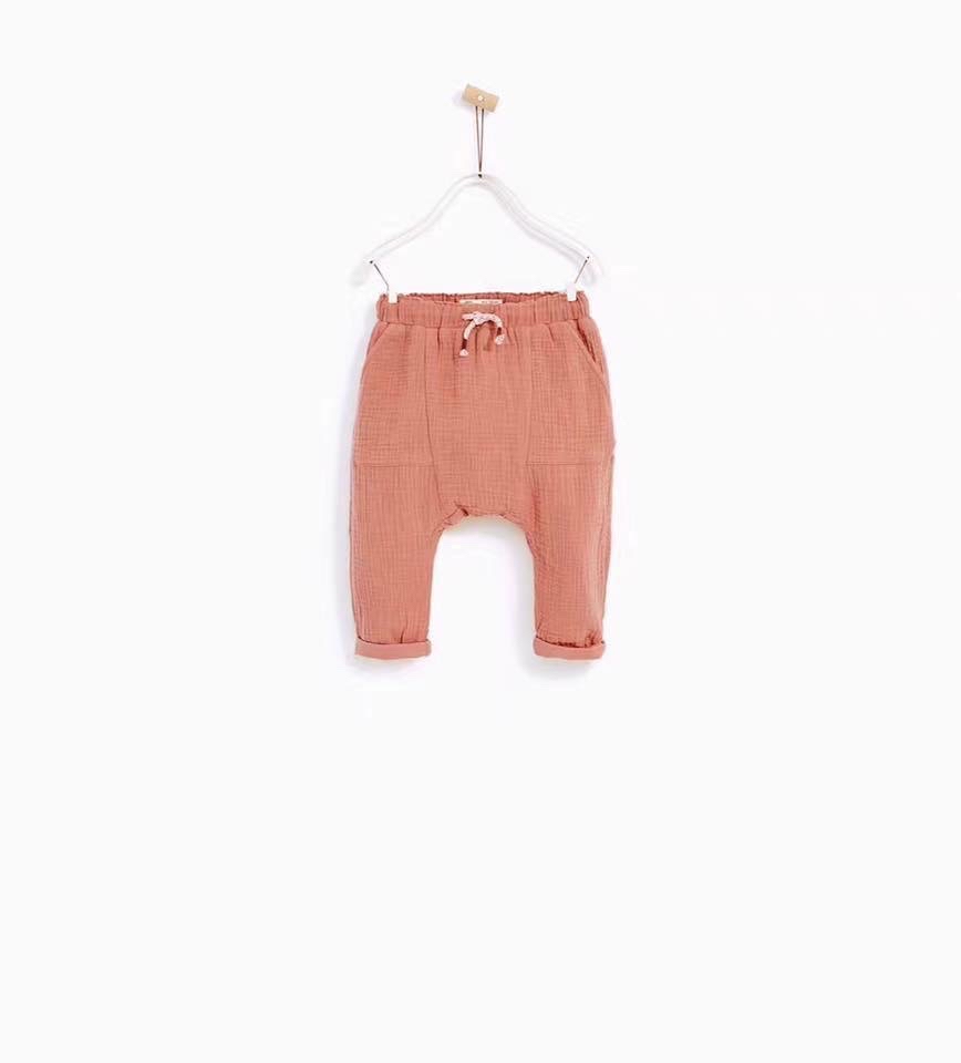 Quần vải xô muslin zara 2 màu vàng/hồng BTBG