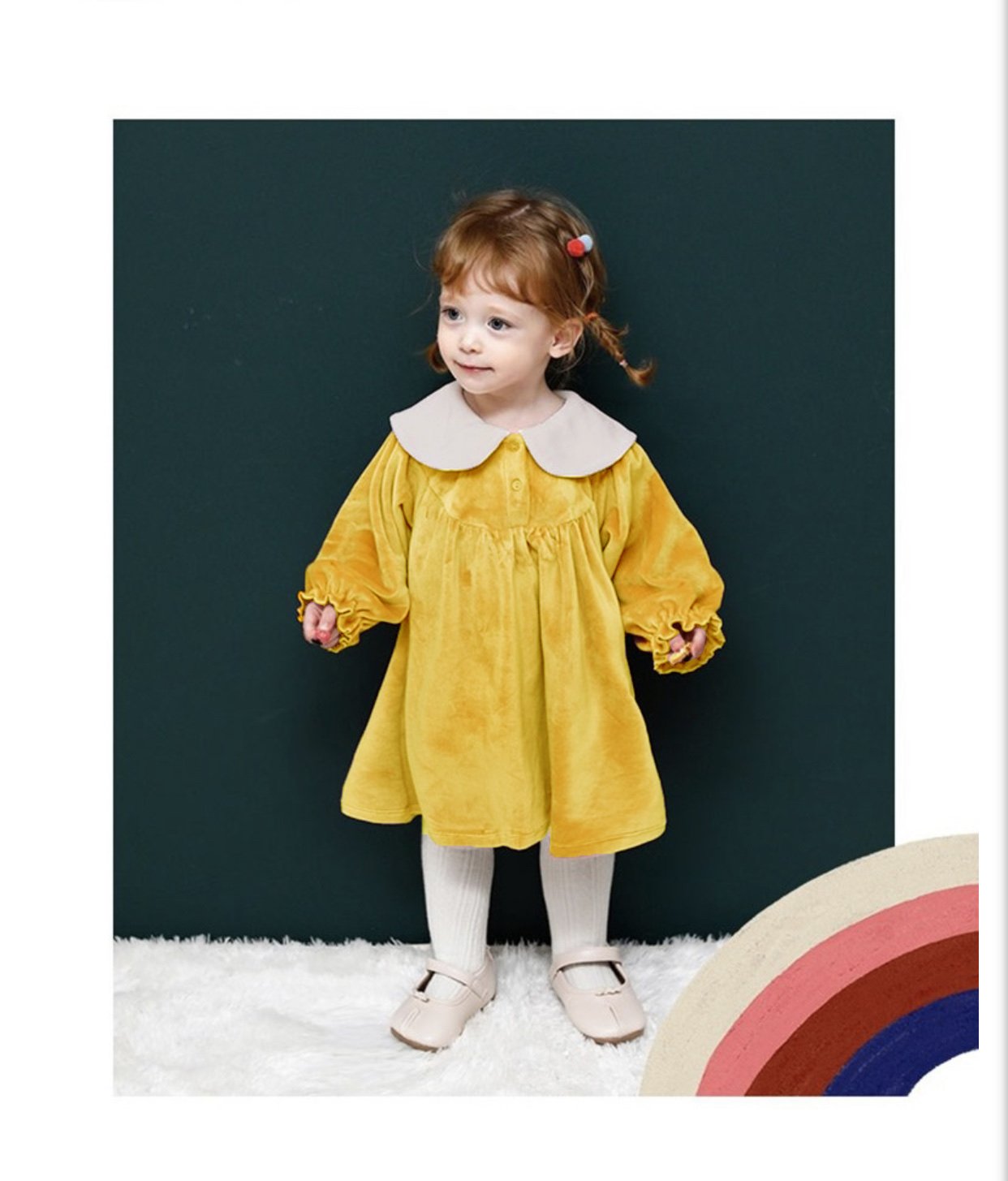 Váy nhung cổ sen lưng thỏ Milkmile 3 màu đỏ / vàng / hồng size 90 - 140