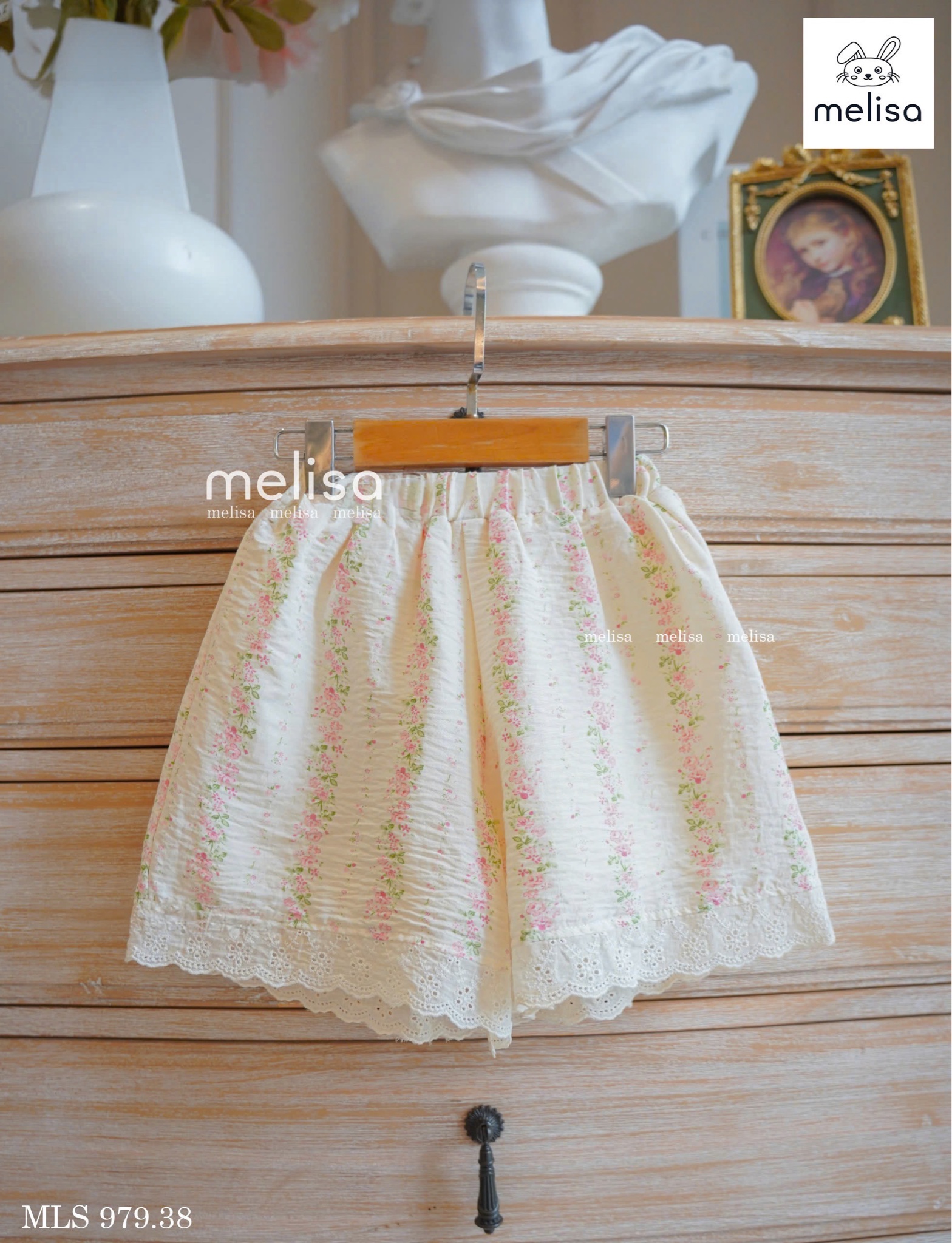 MLS 979 - Set bộ Melisa hoa nhí hồng leo vintage bé gái size 2-11y