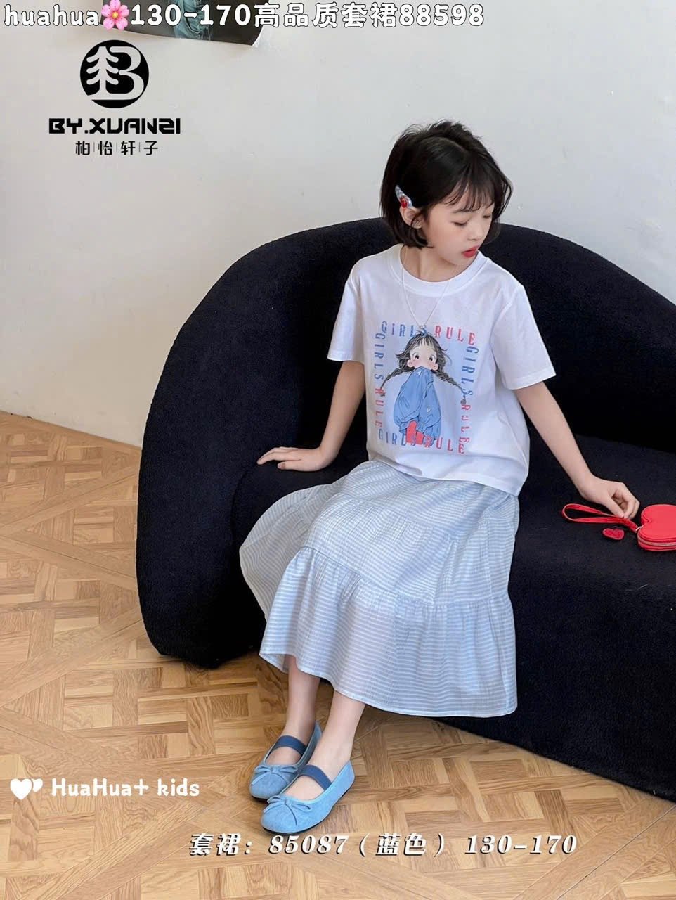 Set bộ QC áo cotton + chân váy nhiều mẫu bé gái size 130-170