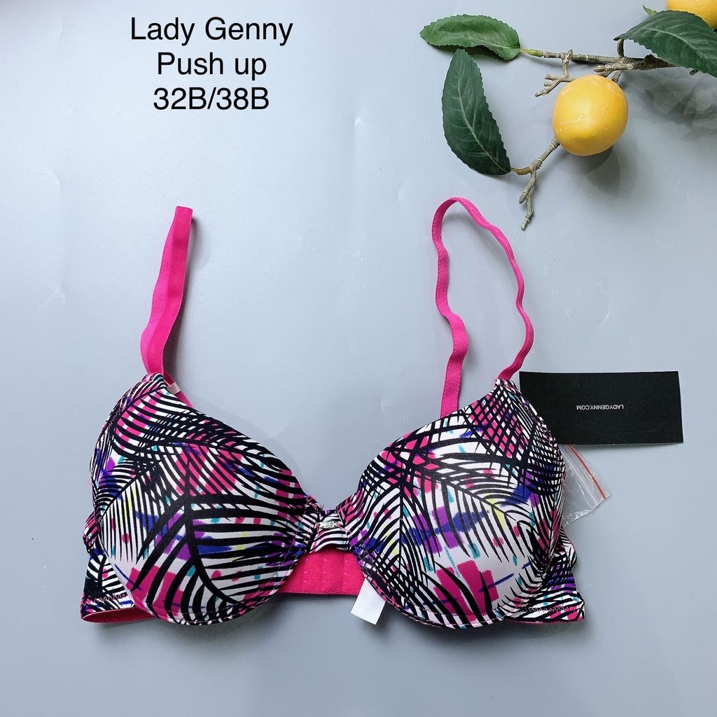 Áo lót Bra Lady Genny - hồng trắng lá đen có đẩy ngực