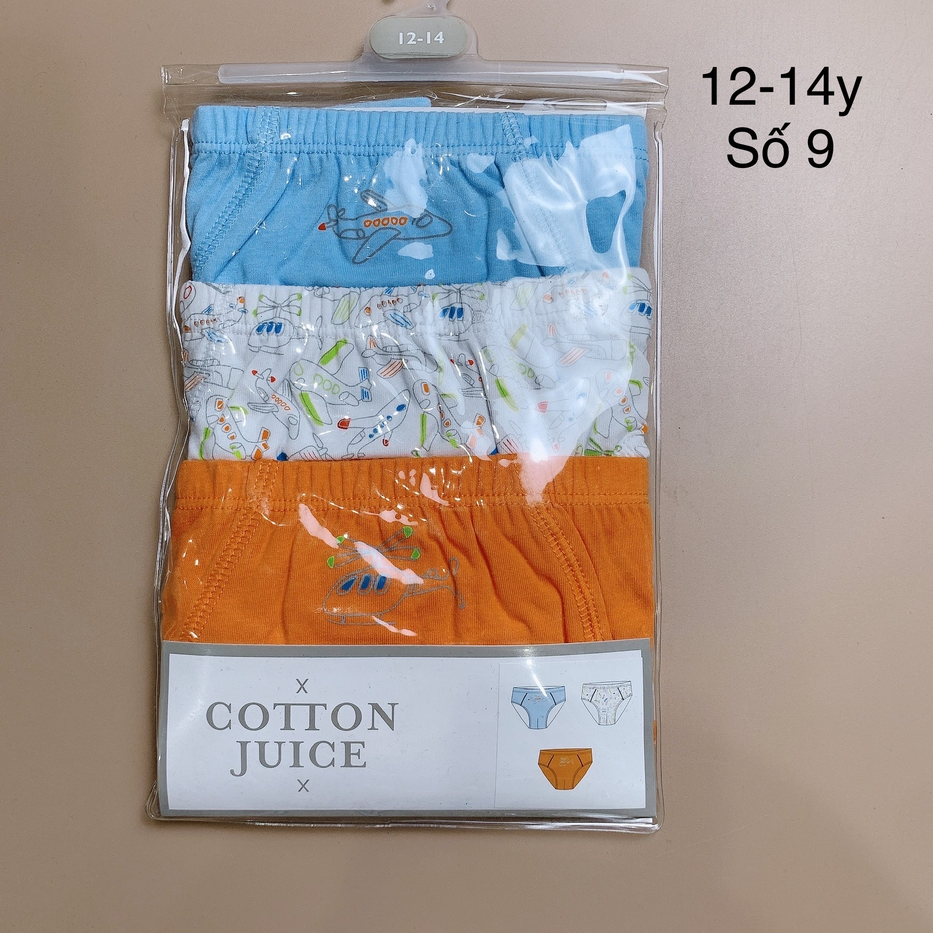 [12-14y] Set 3 quần sịp tam giác Cotton Juice bé trai