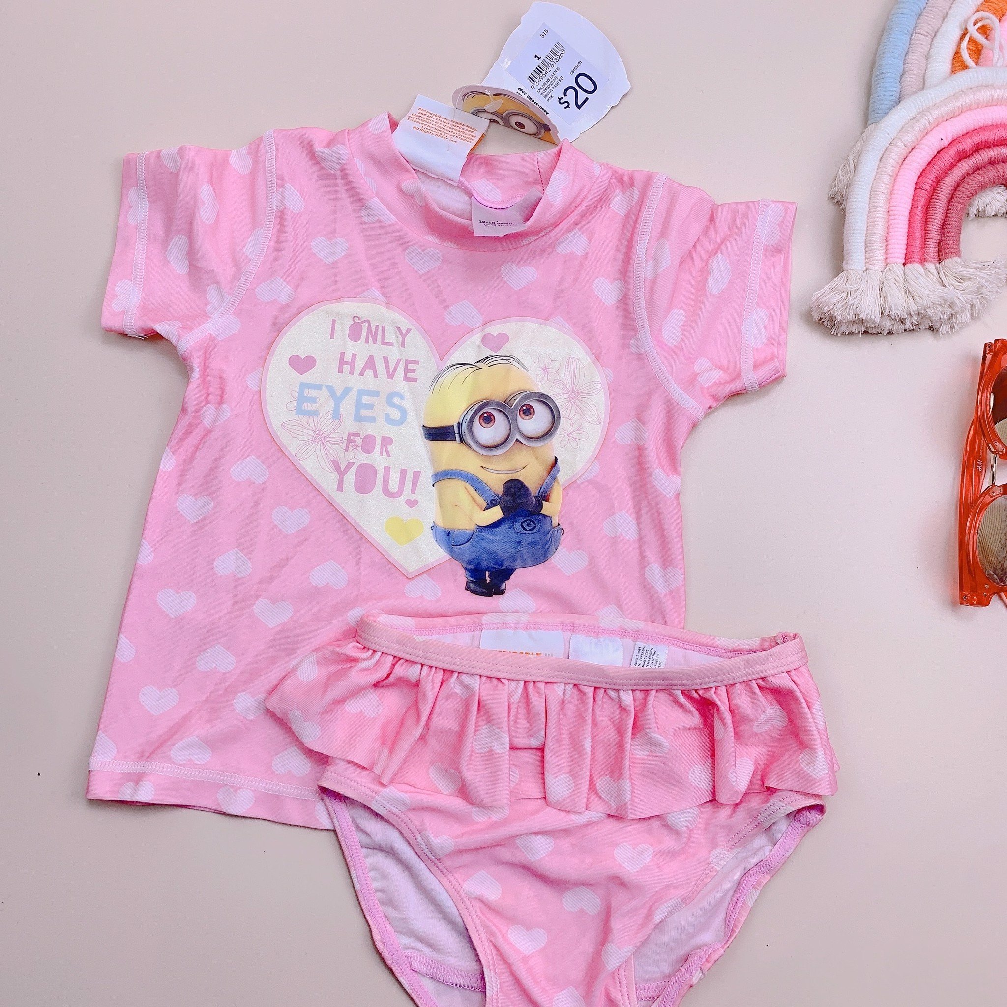 Bộ bơi hồng chấm bi Minnion