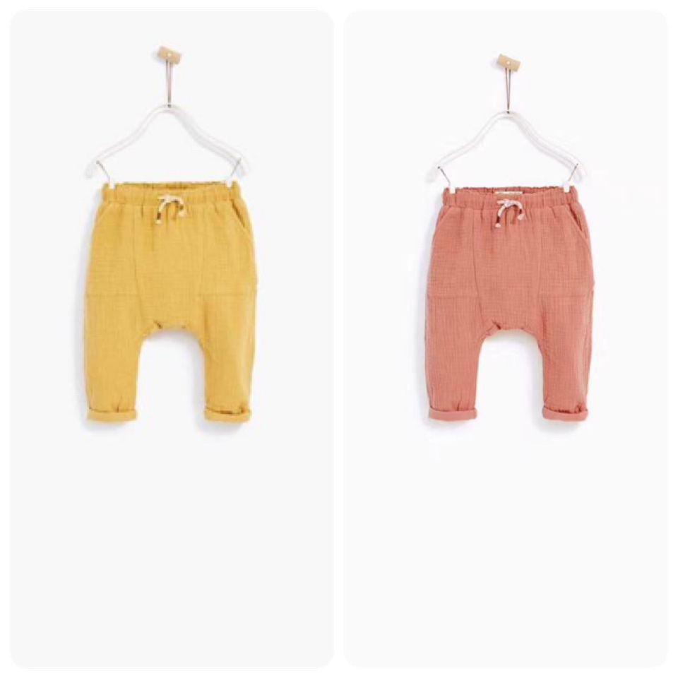 Quần vải xô muslin zara 2 màu vàng/hồng BTBG