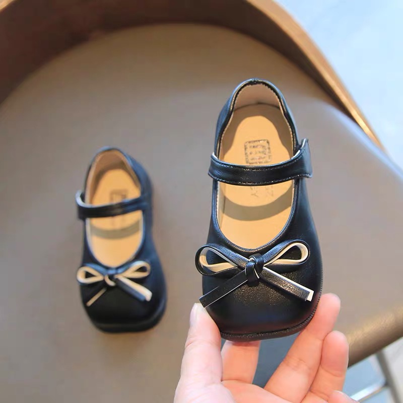 V295 - Giày MG Baby nơ phối kem trắng 2 màu size 21-30