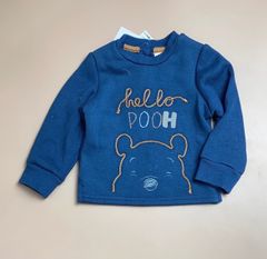 Áo nỉ lót lông Hello Pooh màu xanh bé trai