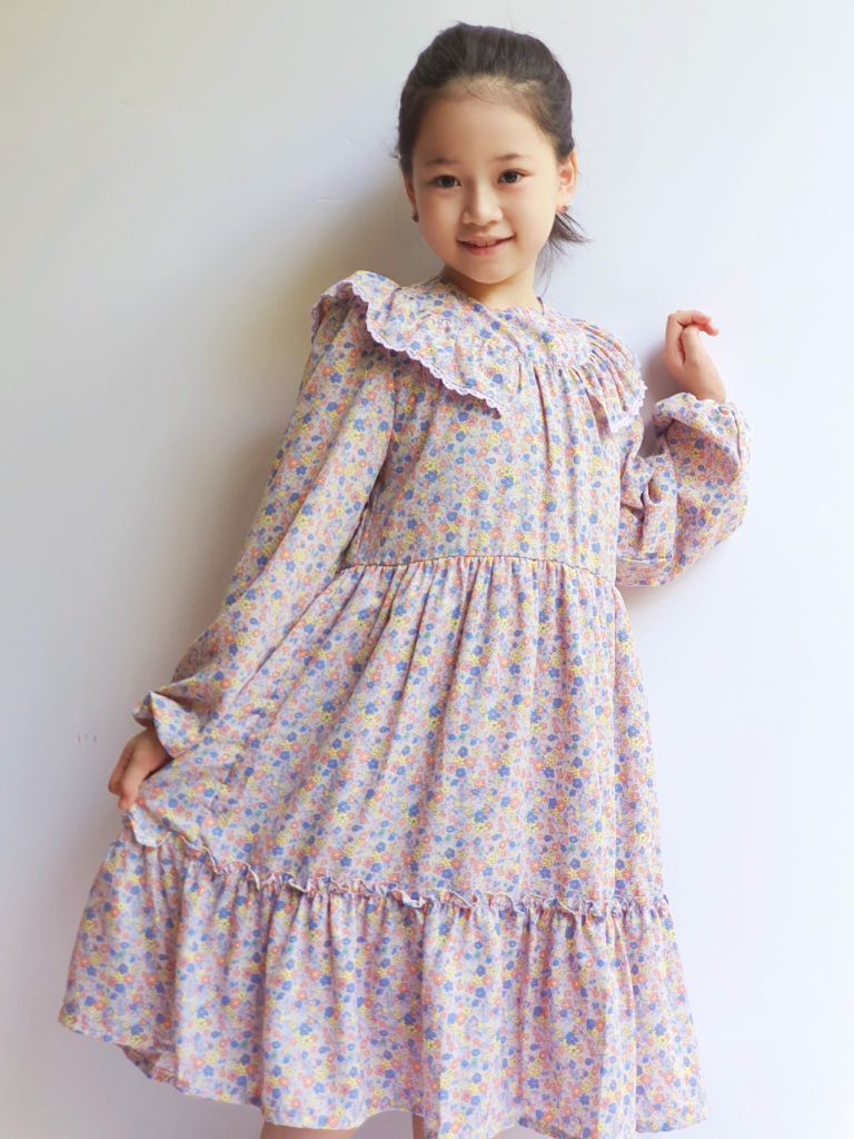 Váy chiffon Curlysue màu tím hoa nhí sắc màu bèo vai ngực