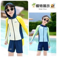 22028 - Bộ bơi YUKE dài tay liền mũ chống nắng cho bé size XL-6XL