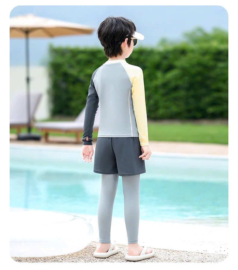 0052 - Bộ bơi YUKE dài tay, quần dài chống nắng bé trai size XL-5XL
