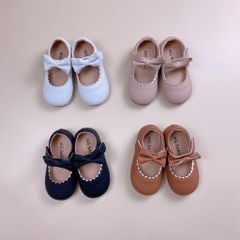 V109 - Giày MG Baby da sần viền lượn sóng phối trắng 4 màu size 21-30