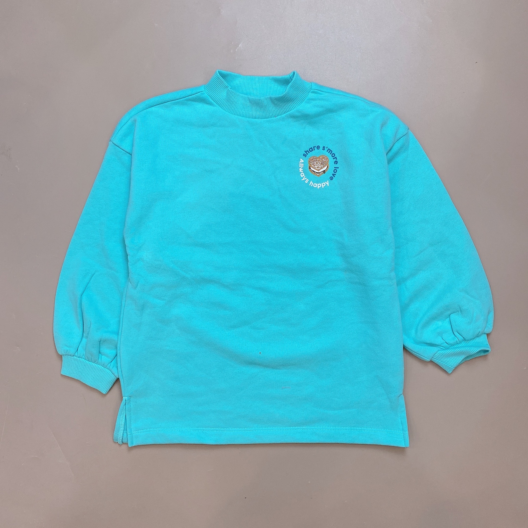 Áo váy nỉ bông Topten trơn màu ngực in hình tay nhún size 120 - 160