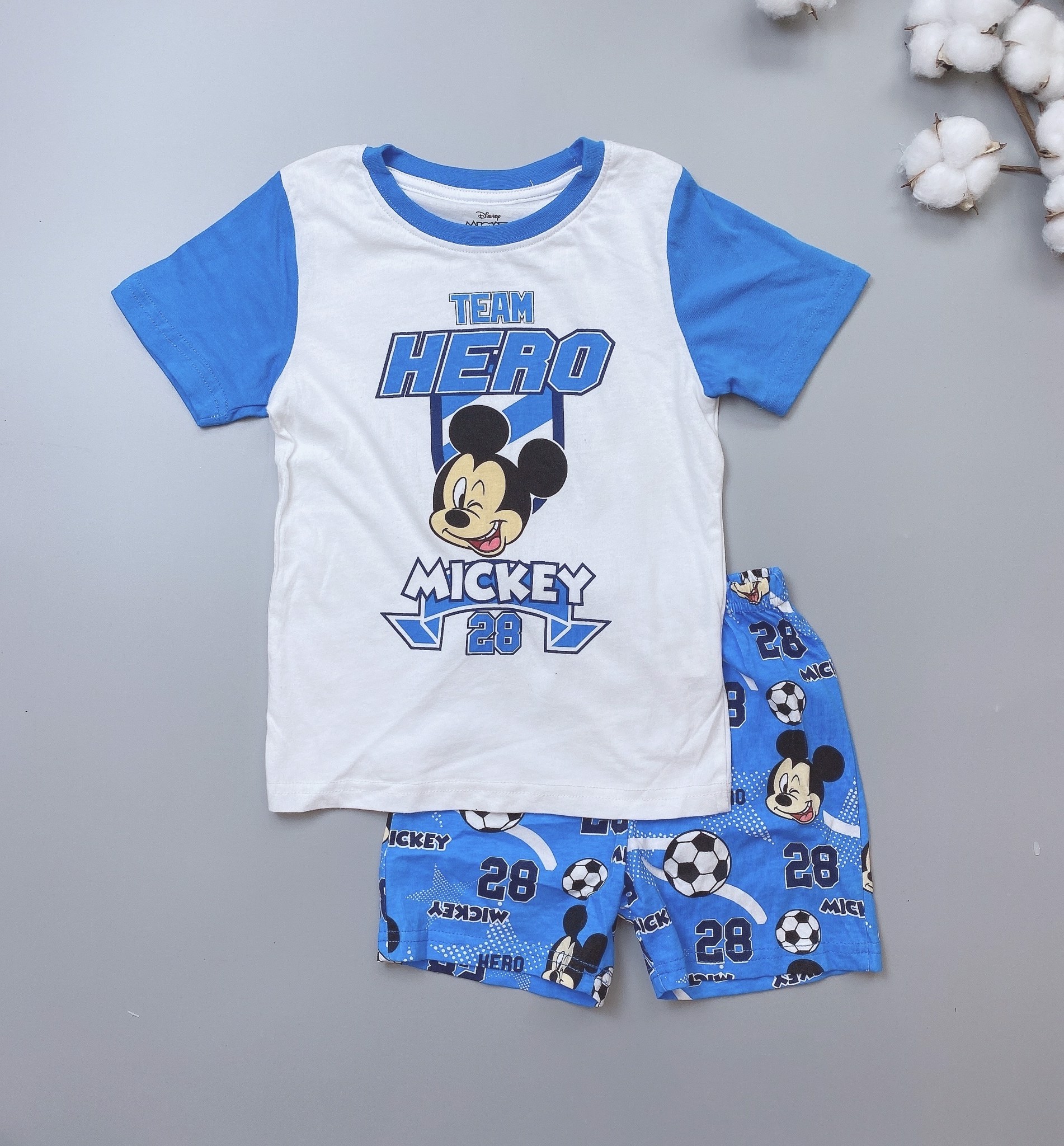 [30%] Bộ cotton Disney mickey trắng phối xanh