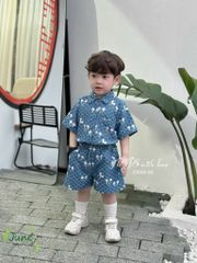 Bộ thô June with love áo sơ mi màu xanh jean mickey BT size 1-10y