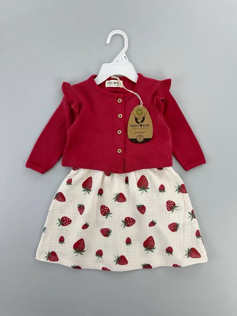 Set 2ct Rabbit Bear váy hai dây muslin + áo khoác BG size 3-24m