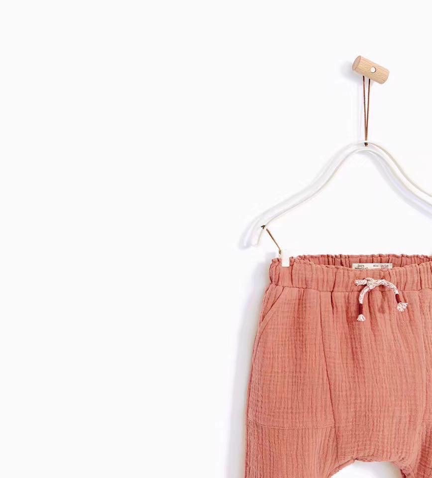 Quần vải xô muslin zara 2 màu vàng/hồng BTBG