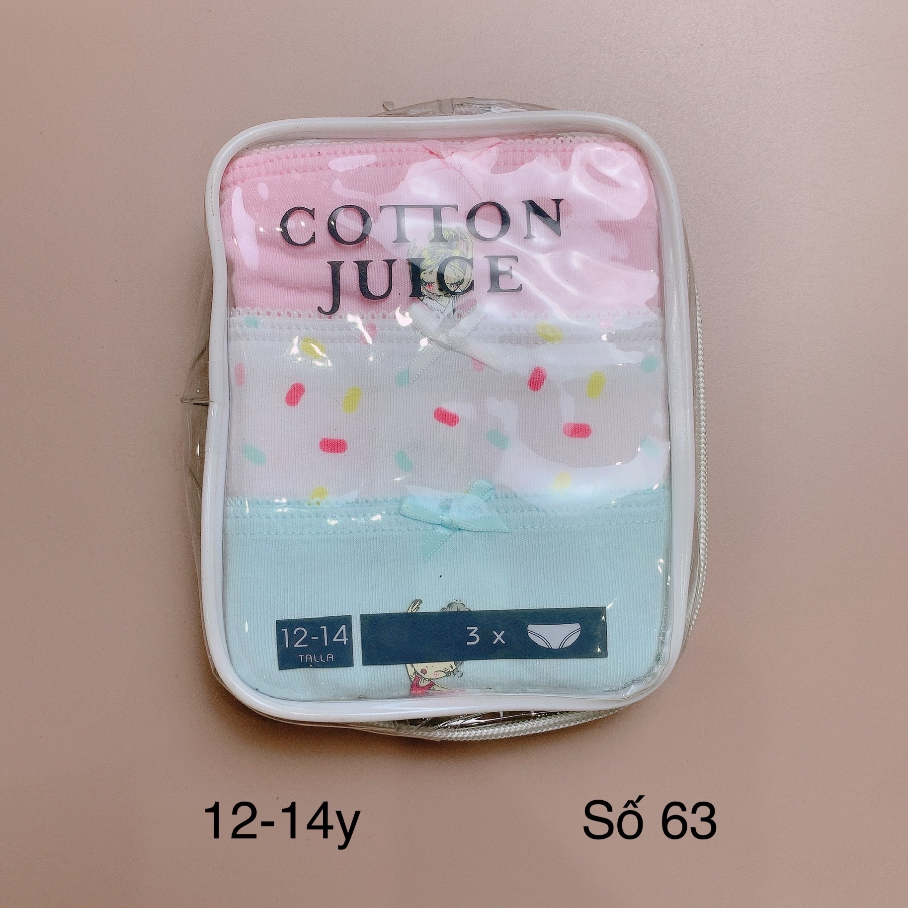 [12-14y] Set 3 quần chip Cotton Juice (số 61-72)