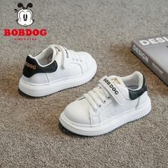 3008 - Giày thể thao Bobdog quai dán màu trắng phối gót hồng/đen size 27-37