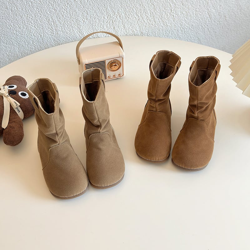 XXJ 2880 - Bốt da lộn cổ cao 2 màu nâu cho bé gái size 26-36