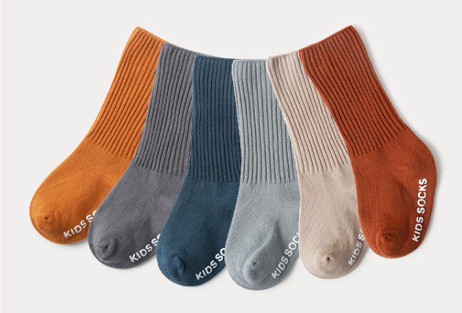 Tất cao tới gối Mumudora Kids Socks 6 màu trơn