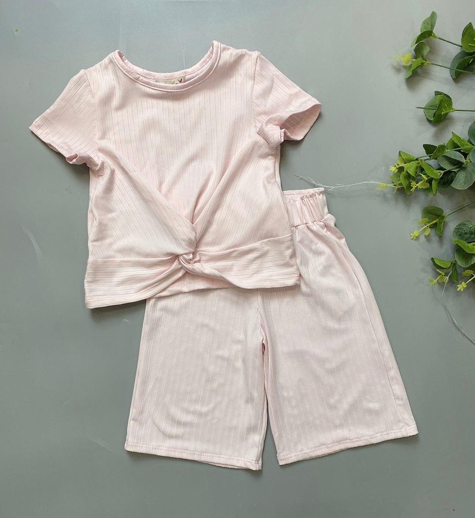 [30%] Bộ Regtag hồng áo buộc vạt quần lửng BG