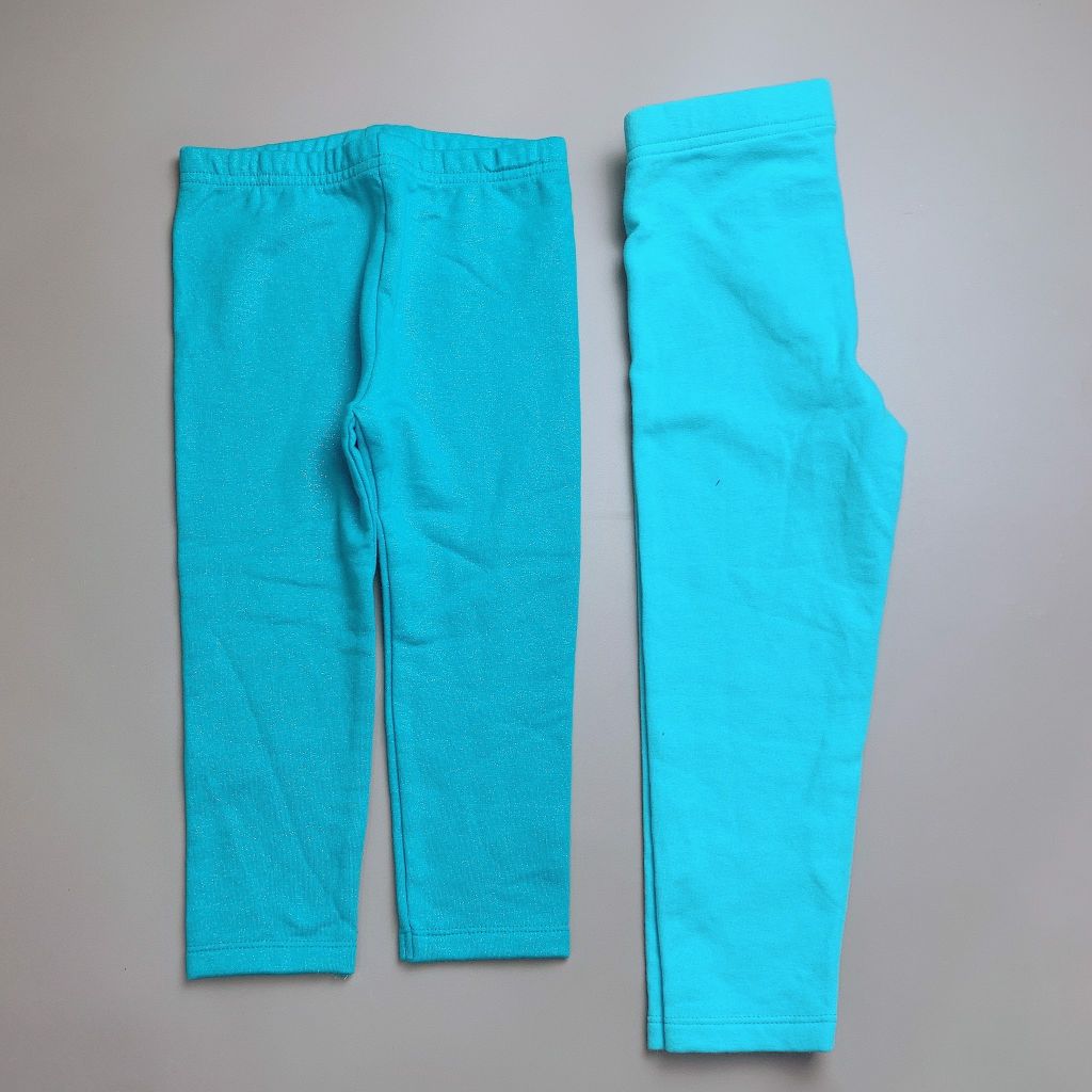 Quần legging lót lông Jumping beans BG - Xanh nhũ/xanh trơn