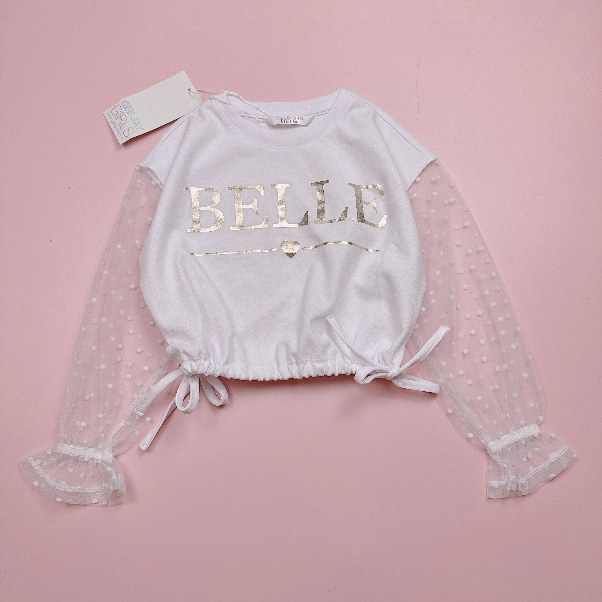 Áo croptop phối tay voan chấm bi 3 màu size 6 - 14y+