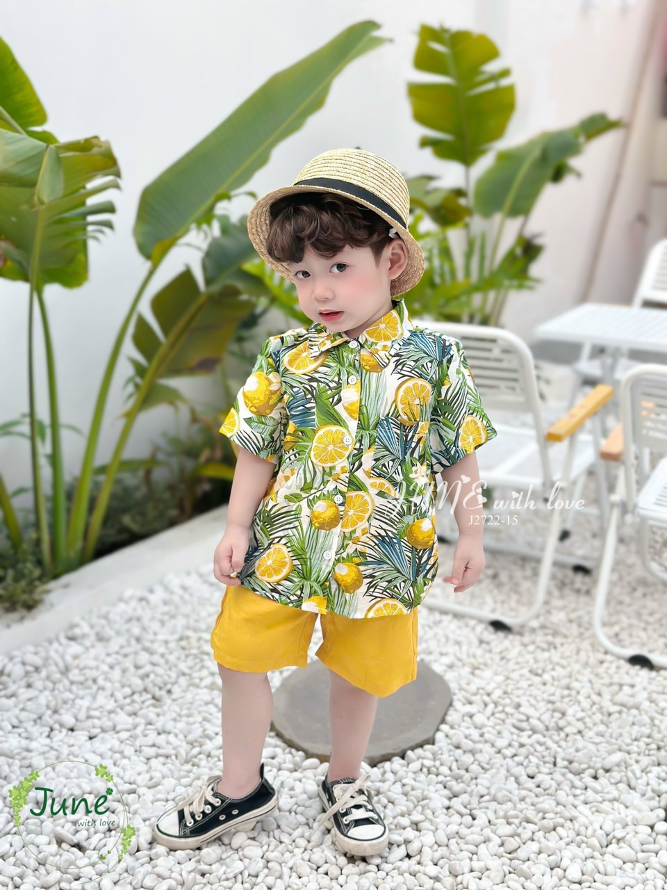 Set đũi June with love hình quả chanh lá xanh kem quần vàng size 1-10y