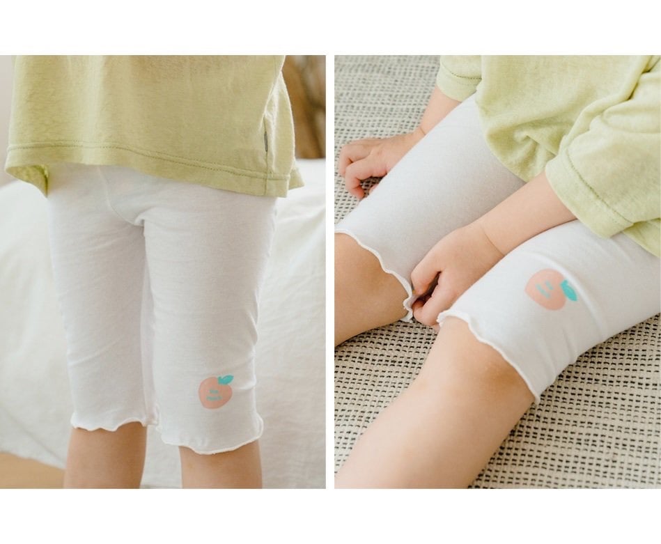 Quần legging lửng Bebezoo bèo gấu trơn màu hình quả