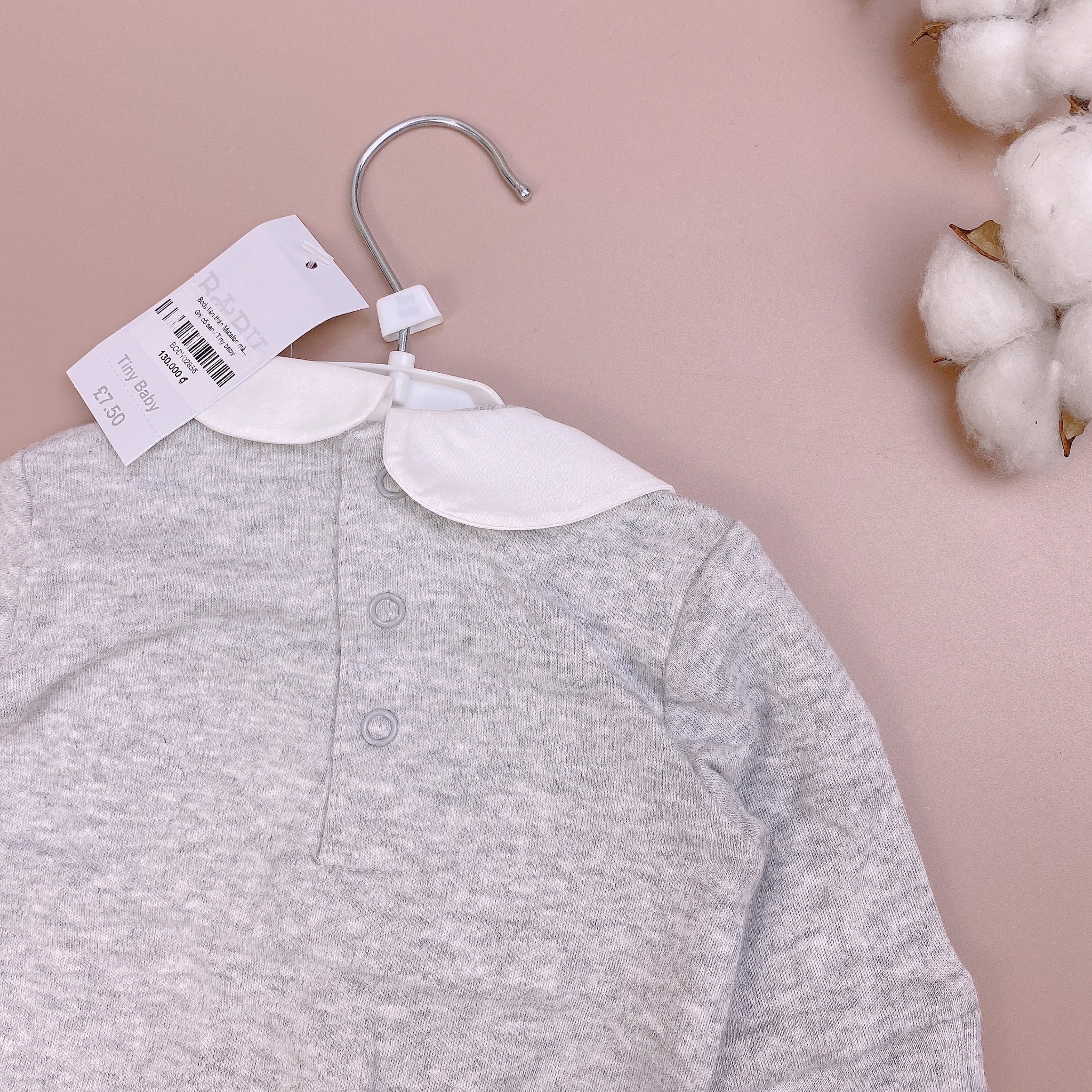 Body liền thân Matalan màu ghi cổ sen trắng