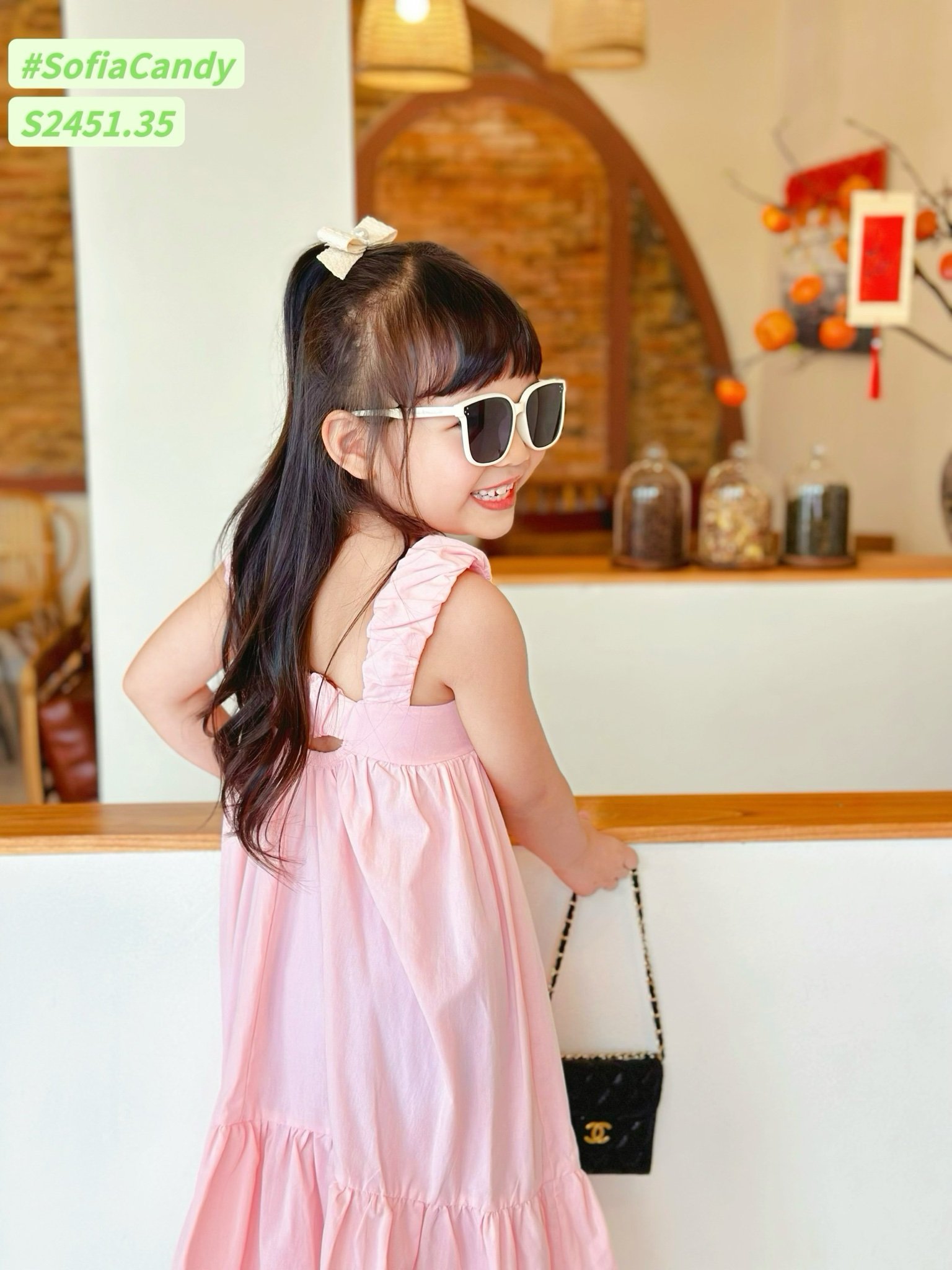 Váy thô Sofia Candy hai dây thêu hoa ngực nhiều màu size 1-10y