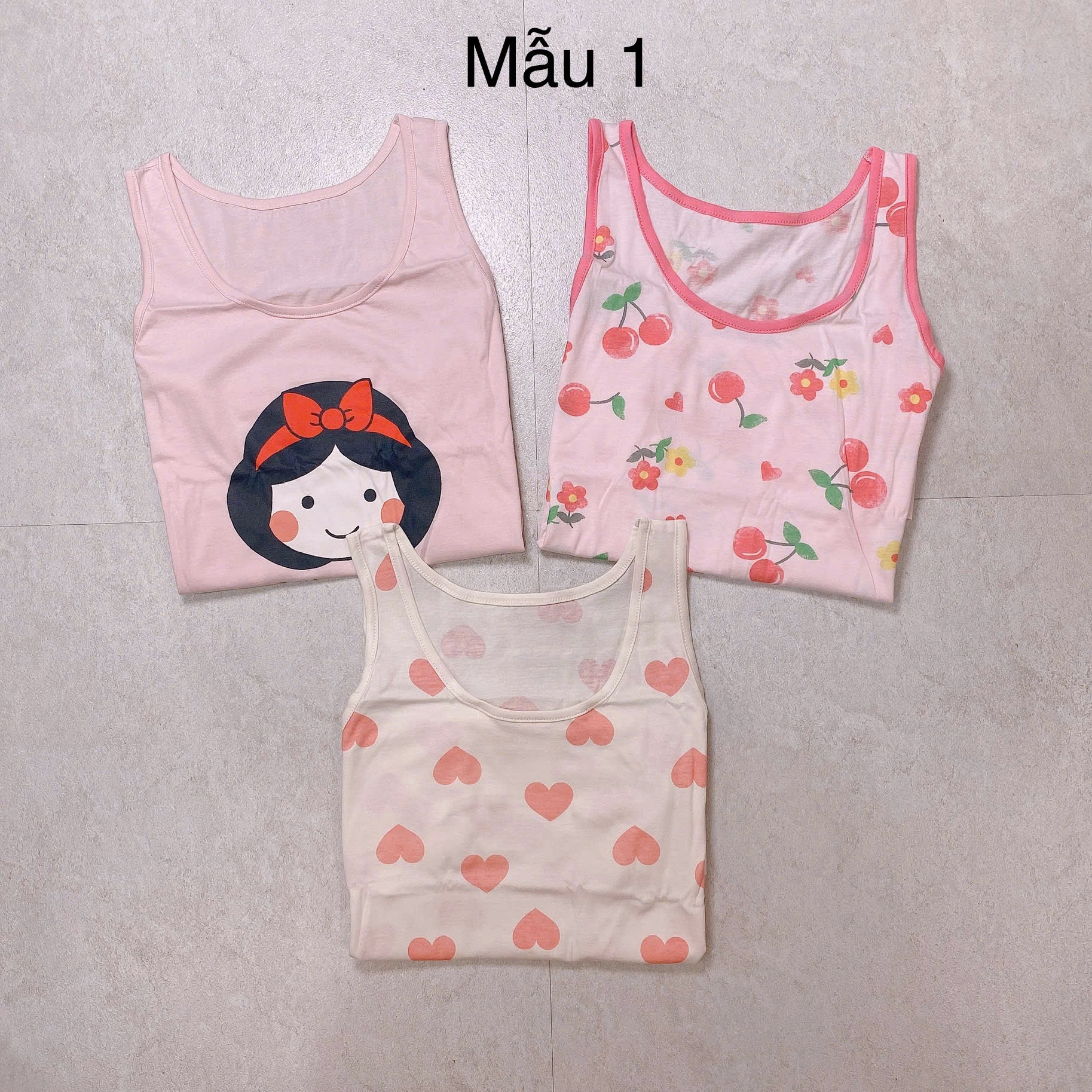 Set 3 áo sát nách MayKids cho Bé Gái size 55 - 85 ( 2 - 14y )