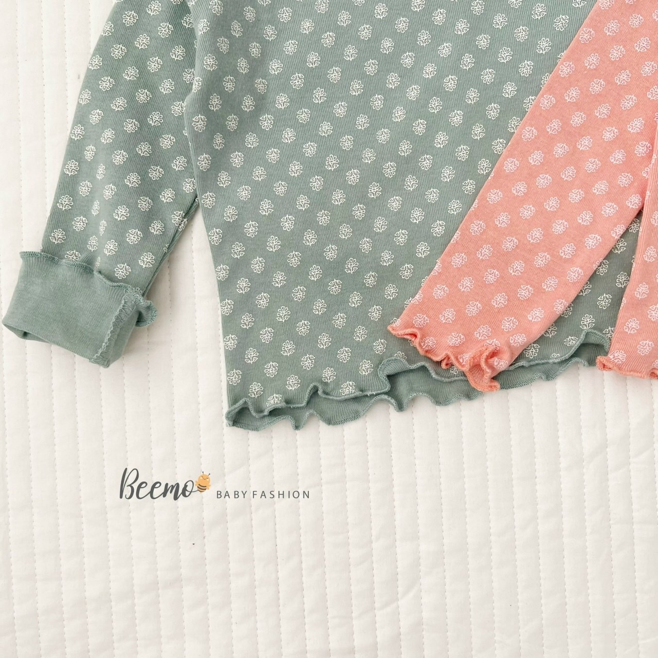 Áo cotton dài tay Beemo cổ 3p viền bèo hoa nhí 4 màu BG