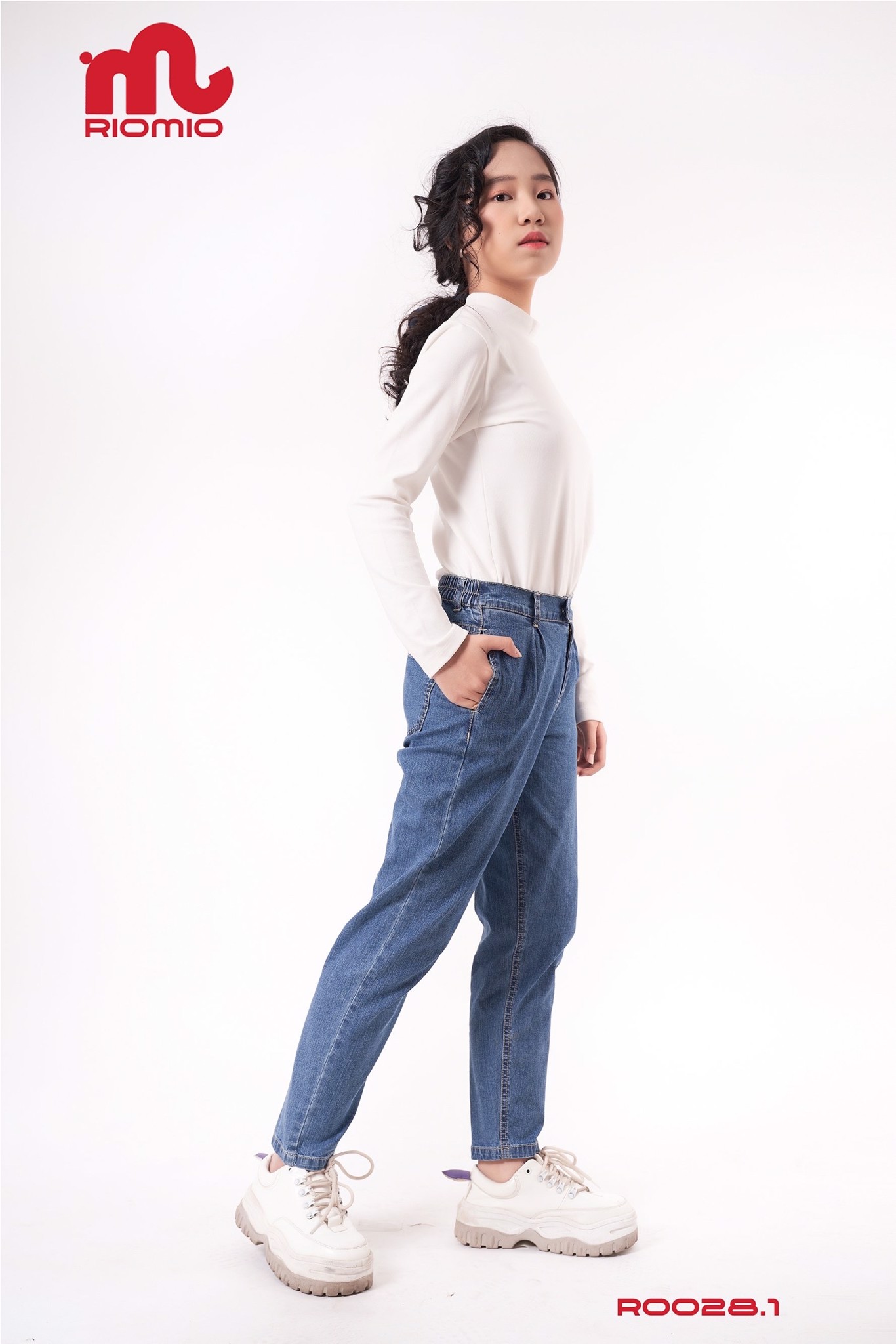 Quần jean đại nữ Riomio dáng baggy 2 màu S-XL