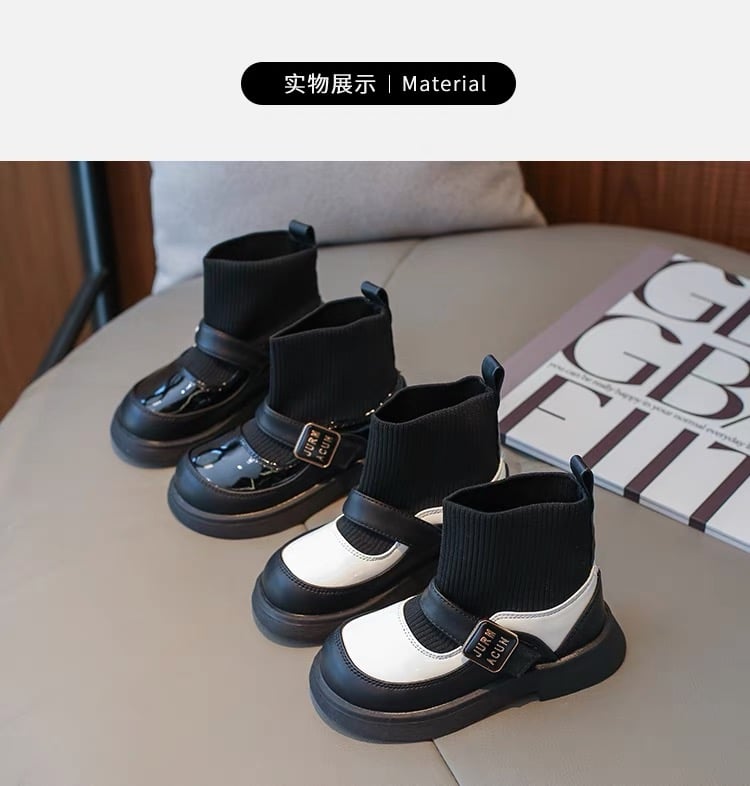 MQ - A31 - Boot cổ chun 2 màu đen / trắng size 26 - 36