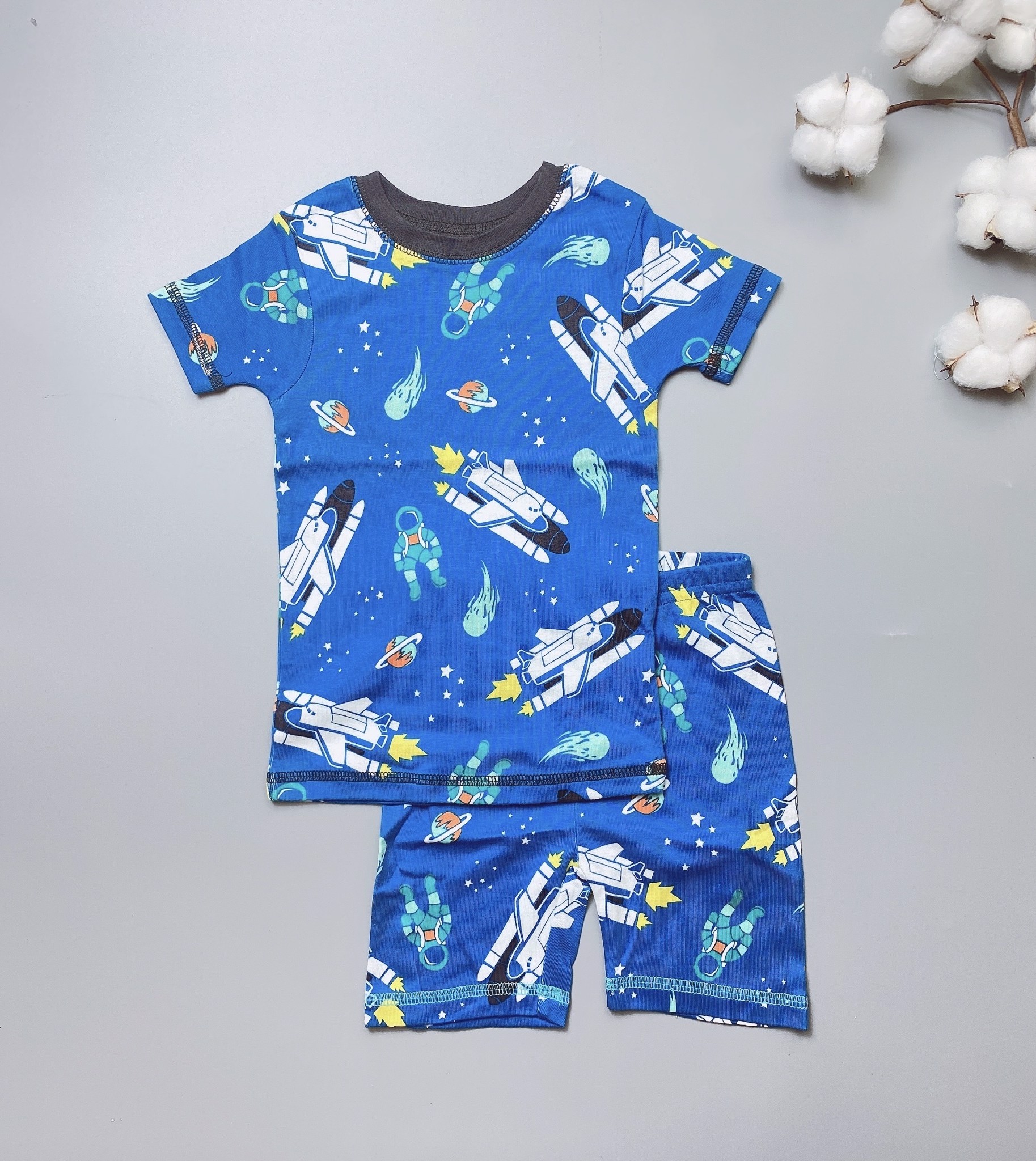 [30%] Bộ cotton Carter màu xanh hình tên lửa