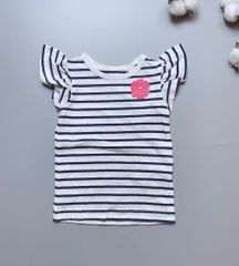 [30%] Áo cotton carters kẻ navy đính hoa ngực