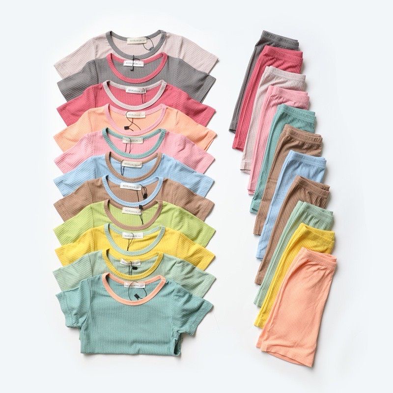 Bộ minkymom thun tăm viền cổ phối màu BTBG
