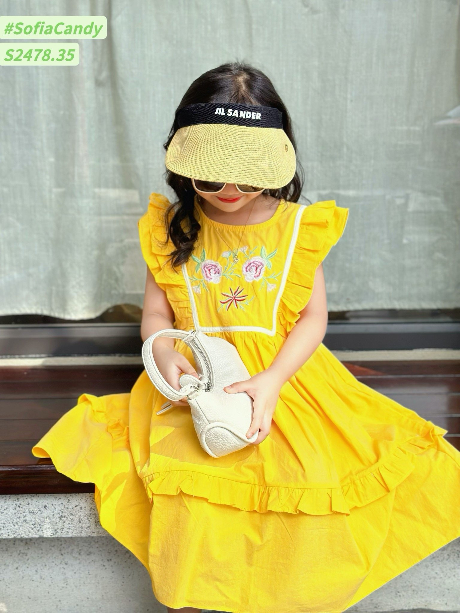 Váy Sofia Candy tiểu thư tay cánh tiên thêu hoa ngực nhiều màu BG size 1-10y
