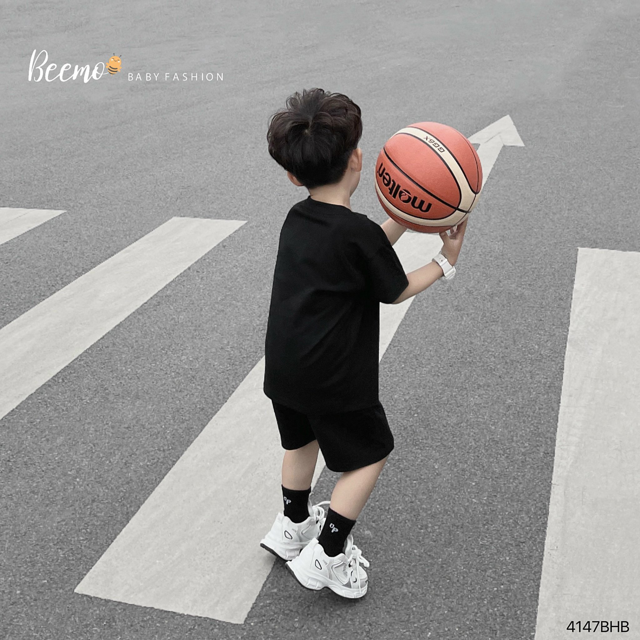 Set bộ Beemo cotton túi hộp 2 màu đen / be BT size 80-130