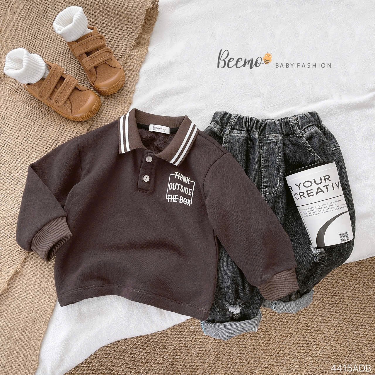 Áo da cá Beemo cổ đức Think Outside The Box 3 màu size 80 - 130