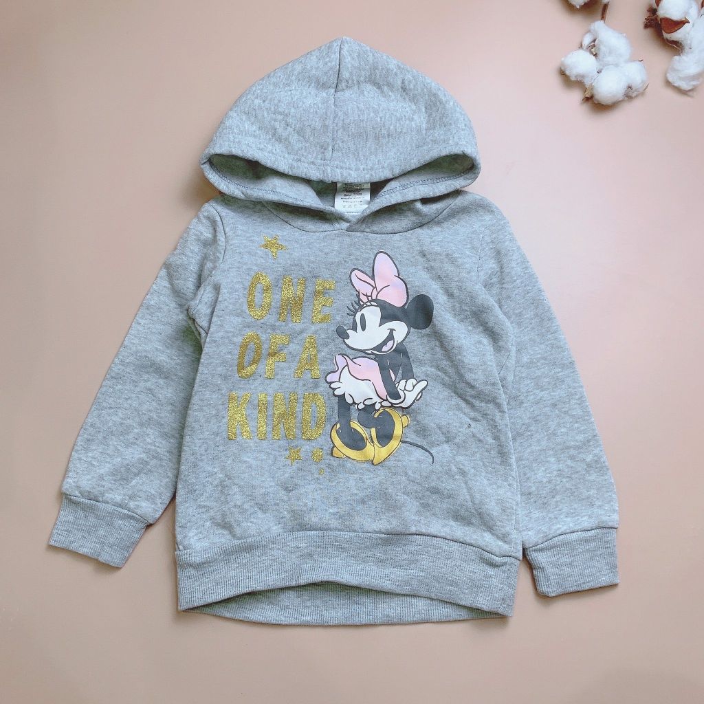 Áo nỉ Hoodie Disney BG - màu ghi Minnie váy hồng