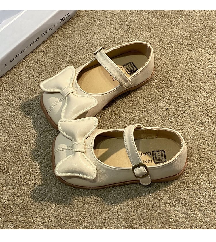 V296 - Giày MG Baby nơ phồng 2 màu kem / đen size 21-30