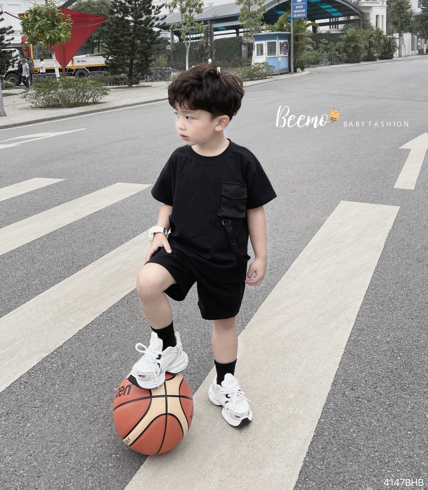 Set bộ Beemo cotton túi hộp 2 màu đen / be BT size 80-130