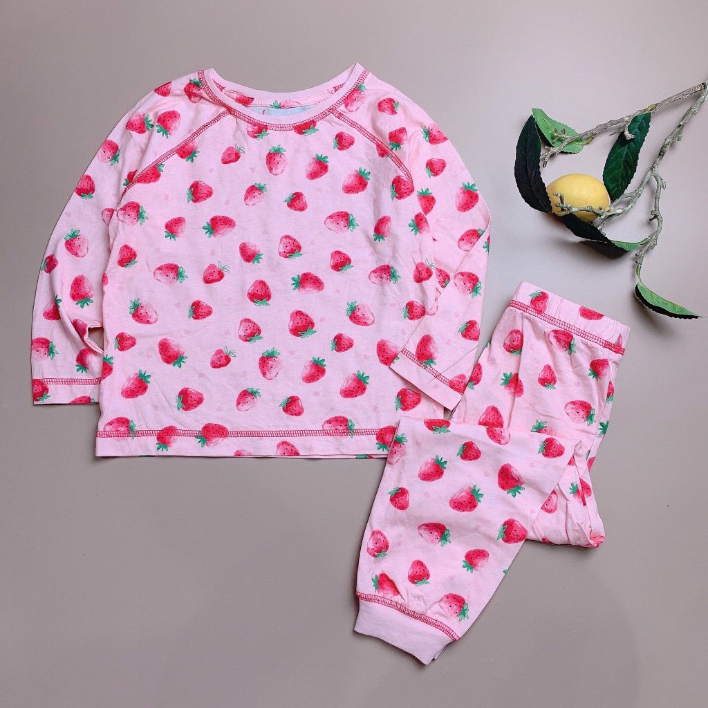 Bộ cotton Matalan bé gái - màu hồng hình dâu tây
