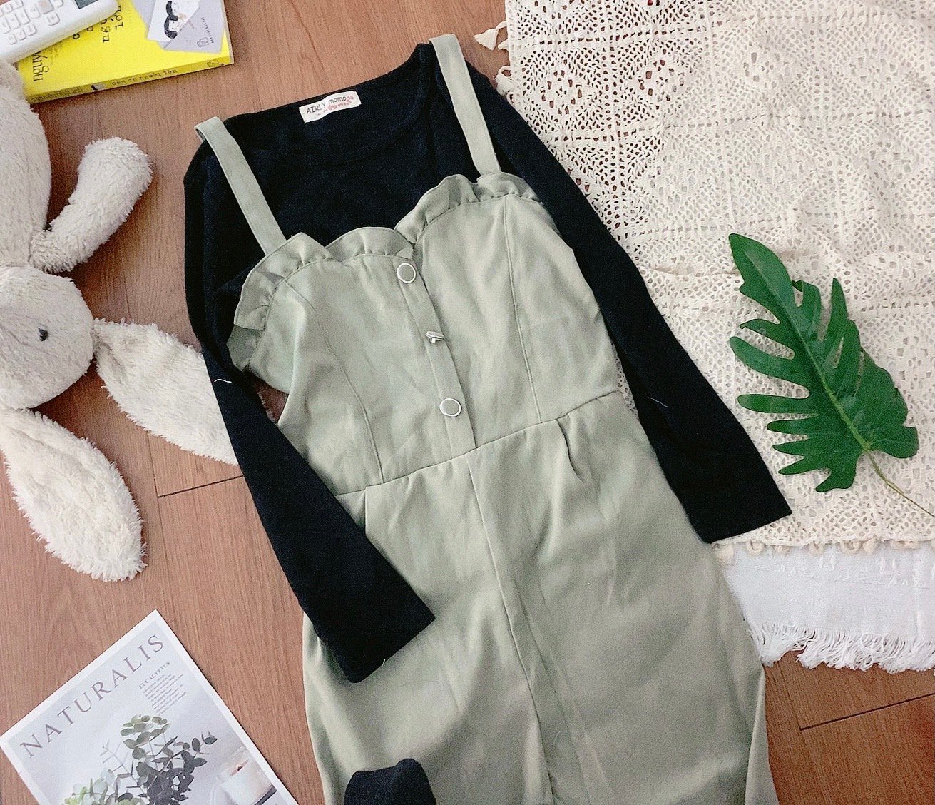 Set Jumpsuit Airly Momo xuất Nhật quần ống xuông kèm áo nhiều màu BG