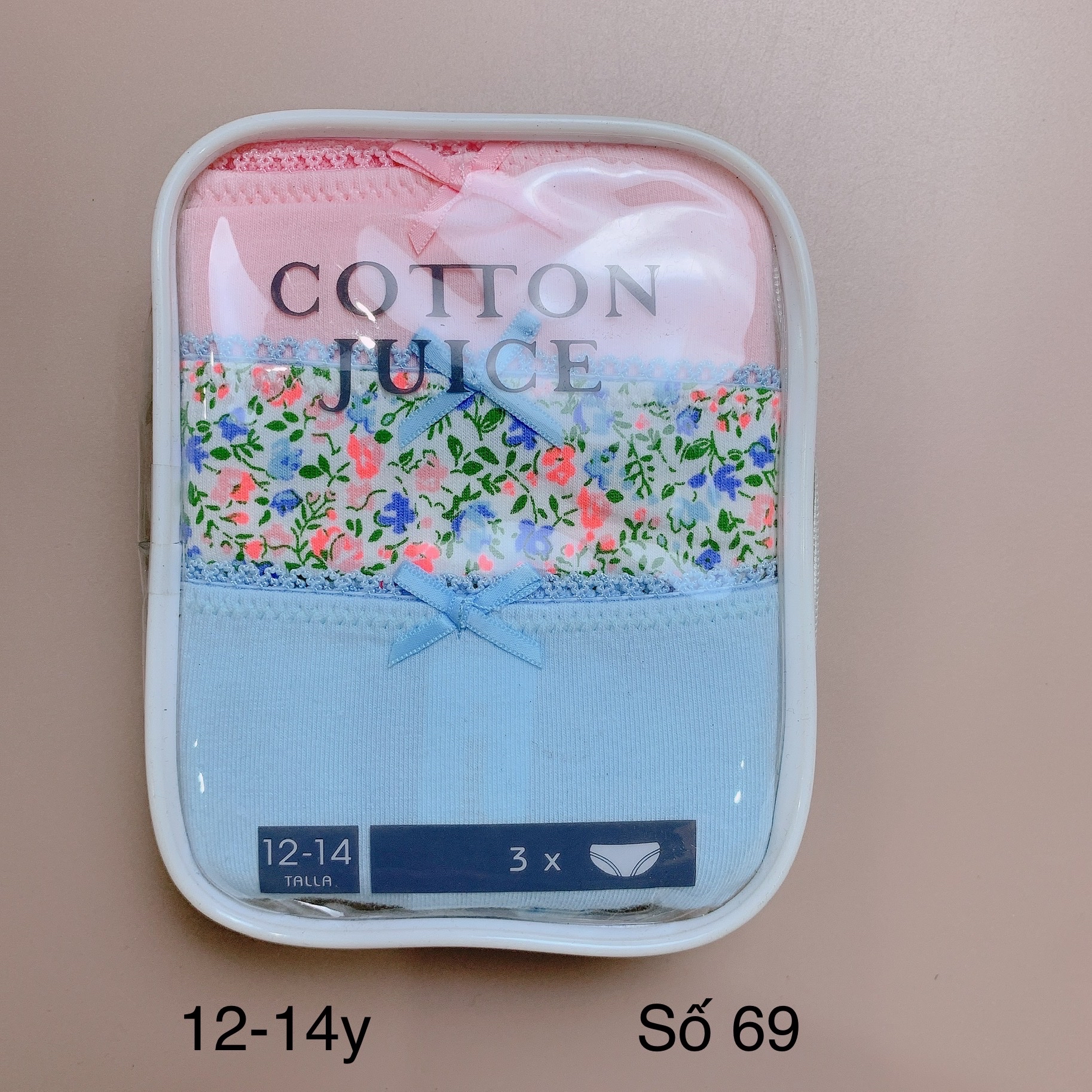 [12-14y] Set 3 quần chip Cotton Juice (số 61-72)
