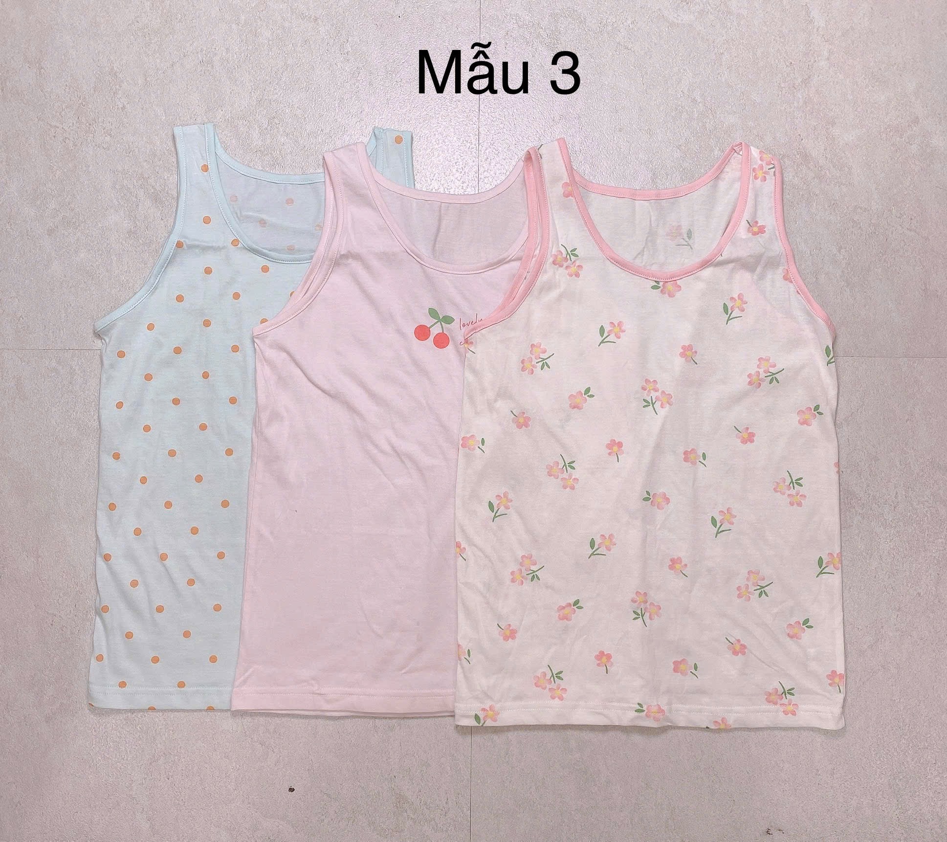 Set 3 áo sát nách MayKids cho Bé Gái size 55 - 85 ( 2 - 14y )