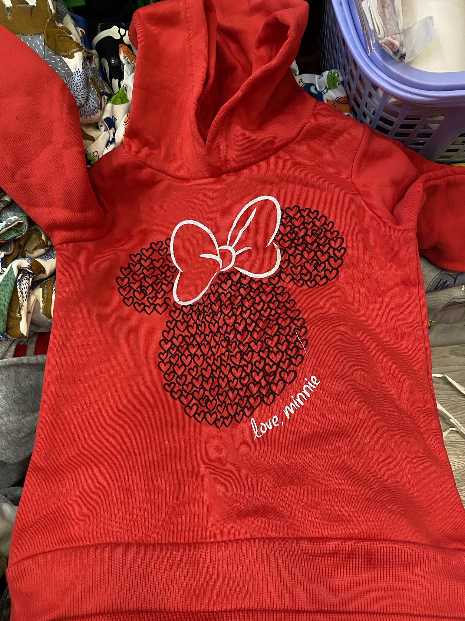 Áo nỉ Hoodie Disney BG - màu đỏ Minnie trái tim đen