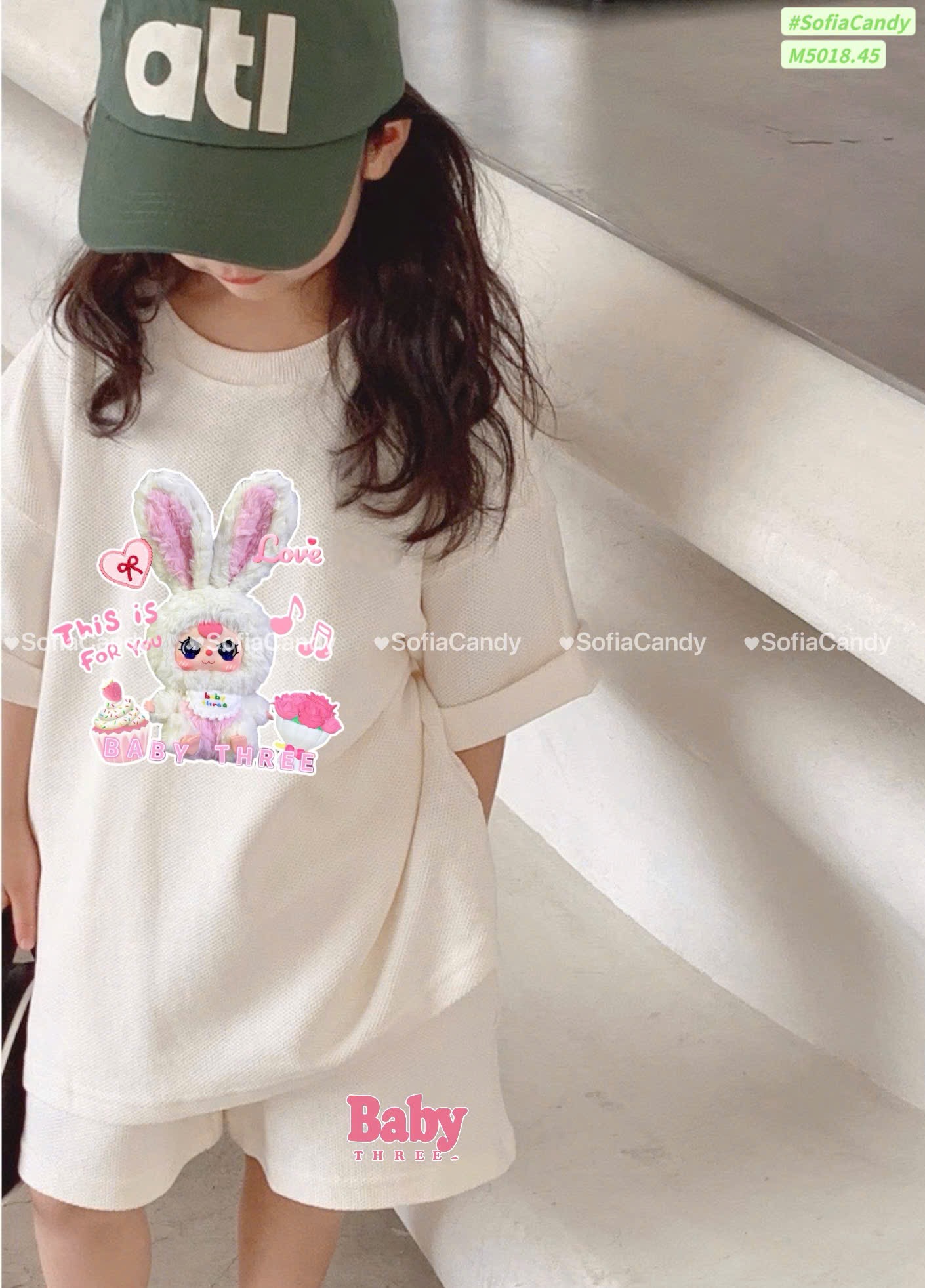 M5018 - Bộ Mia Kids Baby Three màu trắng bé gái size 1-10y